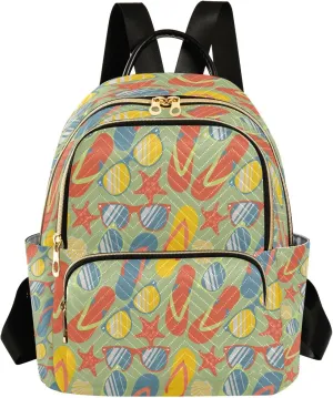 Joisal Colorful Flip Flops Sunglasses Backpack Lightweight Anti Theft Work Backpack Medium Travel Backpack Women