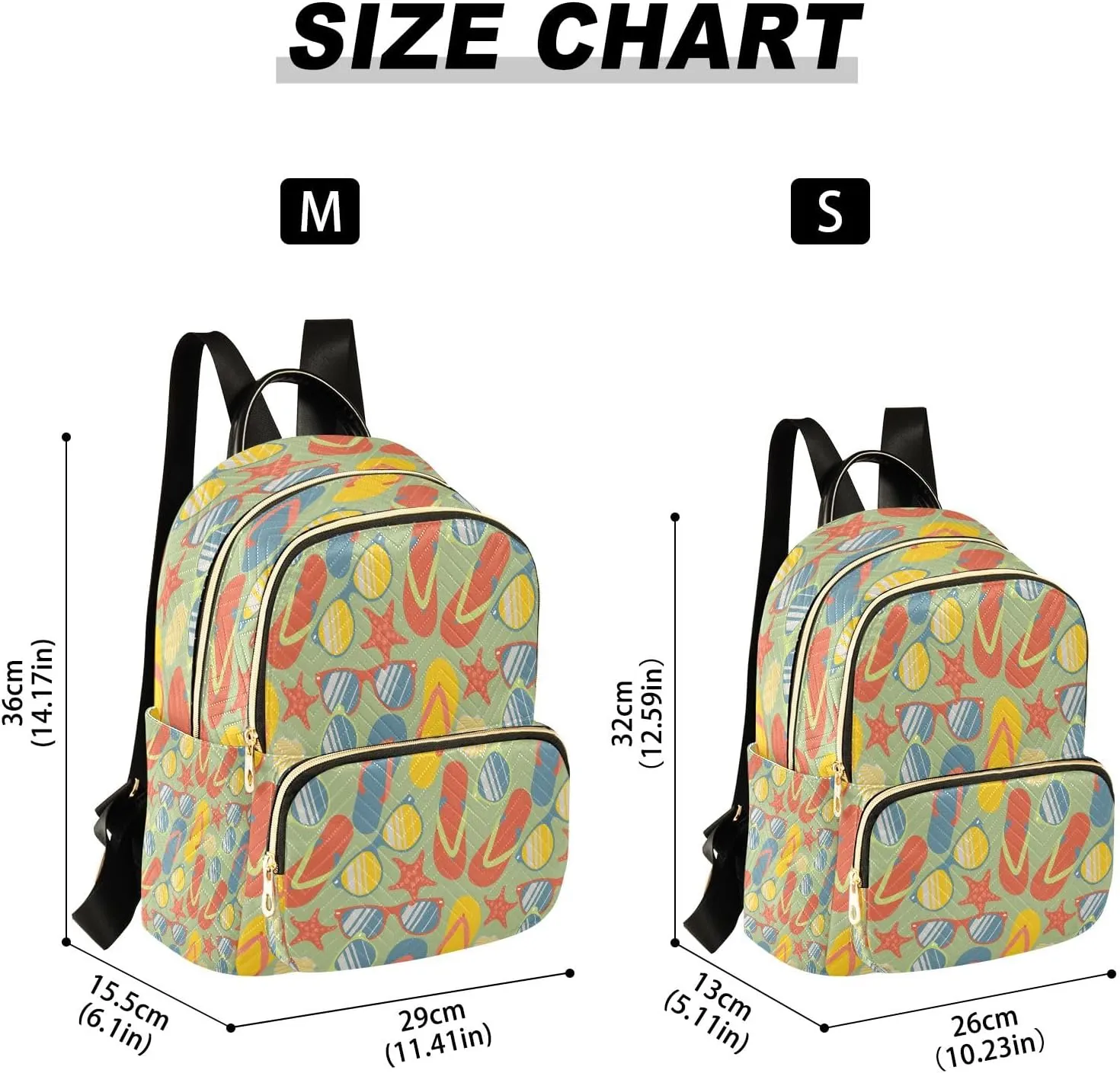Joisal Colorful Flip Flops Sunglasses Backpack Lightweight Anti Theft Work Backpack Medium Travel Backpack Women