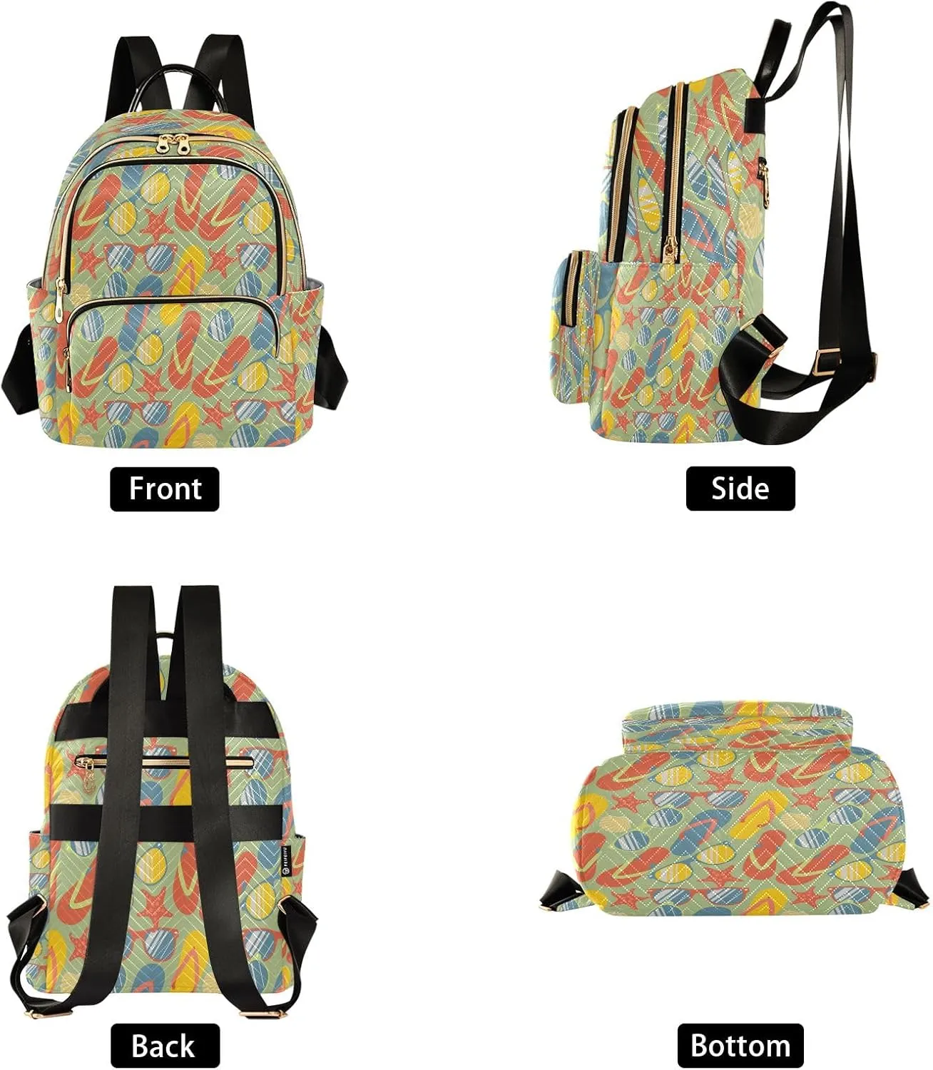 Joisal Colorful Flip Flops Sunglasses Backpack Lightweight Anti Theft Work Backpack Medium Travel Backpack Women