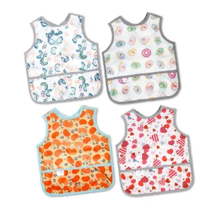 Joyo roy Mess Proof Baby Bibs for Eating Waterproof Toddler Bibs 1-3 Years Soft Machine Washable Sleeveless Baby Smock Bib for Girls Travel Reusable Led Weaning Apron for Feeding Bib with Food Catcher