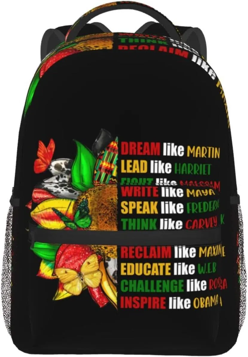 Juneteenth Sunflower Black History Month Backpack Lightweight Laptop Backpack Casual Daypack Travel Double Shoulder Bag For Women Men