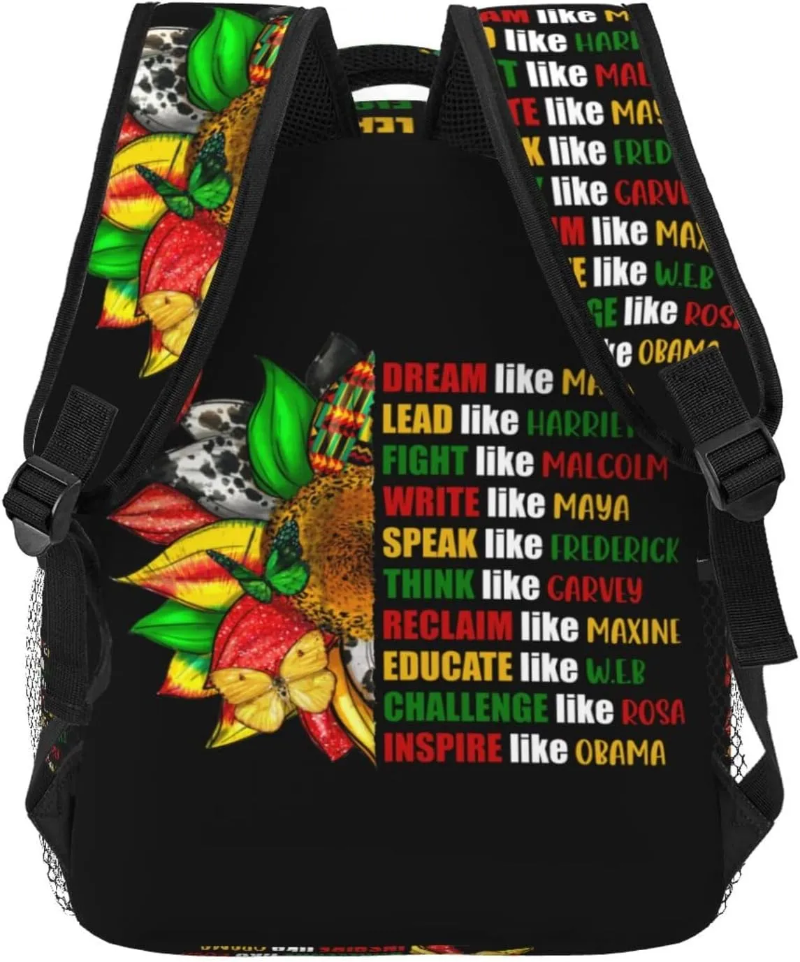 Juneteenth Sunflower Black History Month Backpack Lightweight Laptop Backpack Casual Daypack Travel Double Shoulder Bag For Women Men