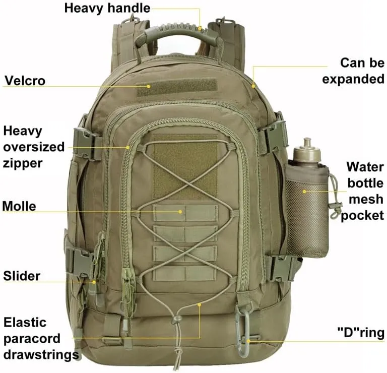 Jungle Leopard 60L Backpack for Men Large Military Backpack Tactical Travel Backpack for Work Camping Hunting Hiking (Color : BP-ZY74-OD)