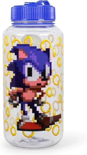 JUST FUNKY Sonic The Hedgehog Gold Rings Water Bottle | BPA-Free Large Plastic Water Jug With Screw Top Lid | Hydration For Outdoor Sports, Gym, Yoga | Holds 32 Ounces