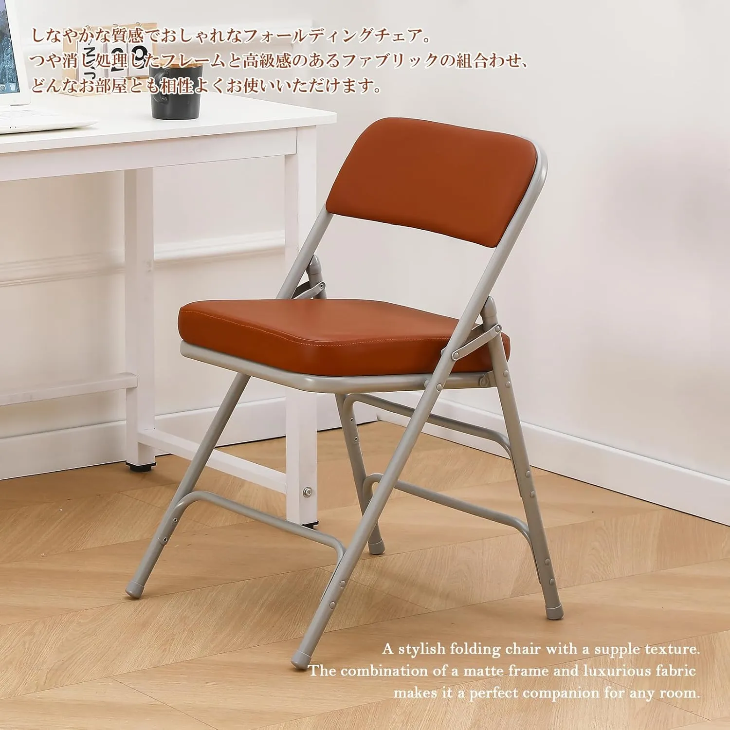KAIHAOWIN Folding Chairs with Ultra Thick Padded Seat Foldable Chair Indoor Comfortable Metal Chairs with Soft Cushion Brown