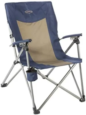 Kamp-Rite 3 Position Hard/Arm Reclining Chair with Cup Holder, Blue/Tan by Kamp-Rite