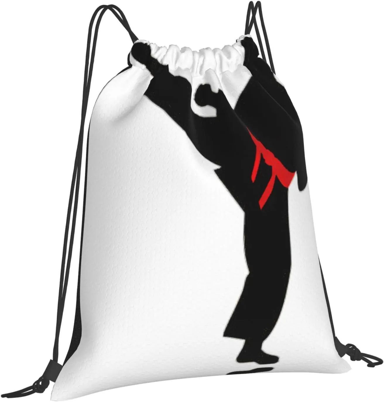 Karate Boy Vector Changeable Belt Color Drawstring Backpack Sports Gym Bag String Cinch Pouch For Daily Use