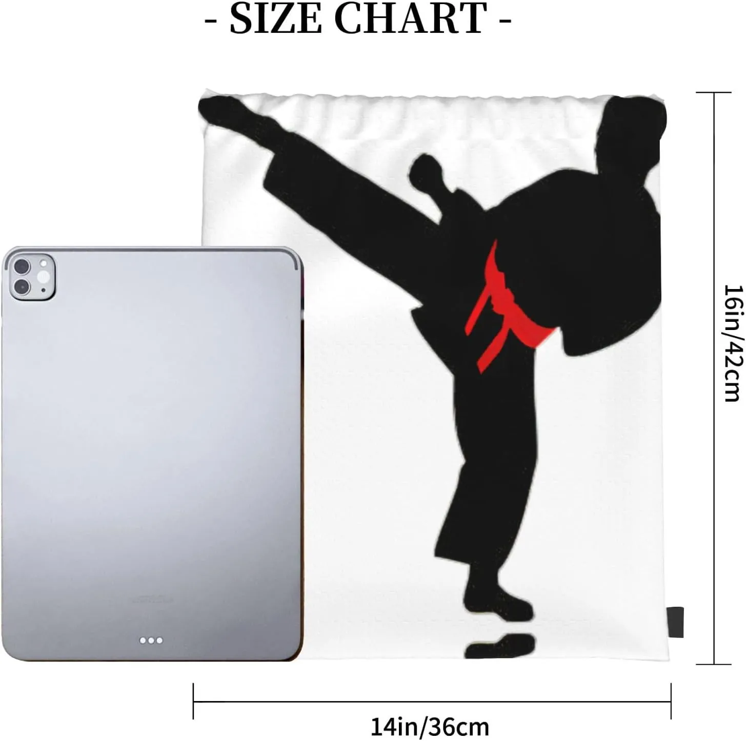 Karate Boy Vector Changeable Belt Color Drawstring Backpack Sports Gym Bag String Cinch Pouch For Daily Use