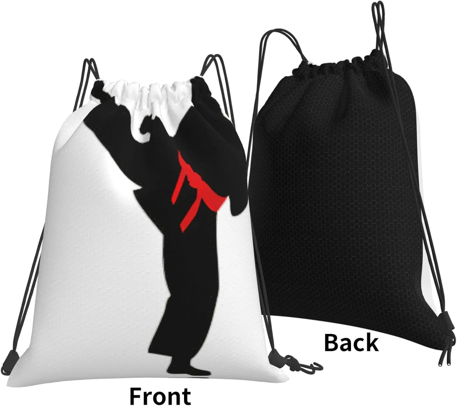 Karate Boy Vector Changeable Belt Color Drawstring Backpack Sports Gym Bag String Cinch Pouch For Daily Use