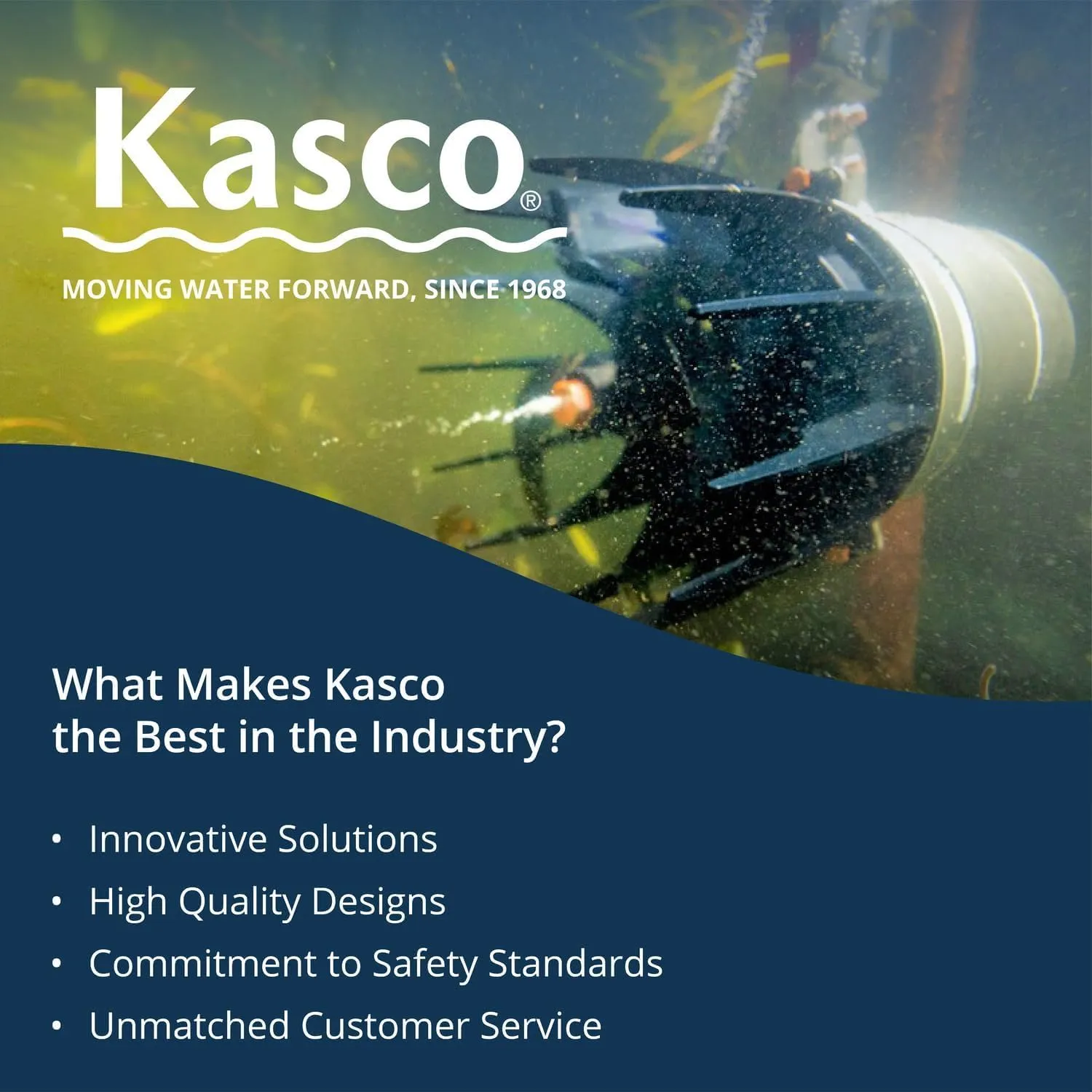 Kasco AquatiClear Water Circulator Pump, 3/4 HP 120V with 50 ft. Electric Power Cord, Clog-Resistant Water Circulation Pump to Keep Dock, Marina & Shoreline Free of Debris