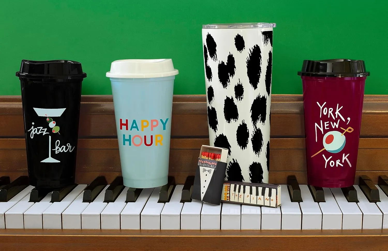 kate spade new york Cute Stainless Steel Mug, 24 Ounce Travel Tumbler, Double Wall Insulated Cup with Lid, Modern Leopard