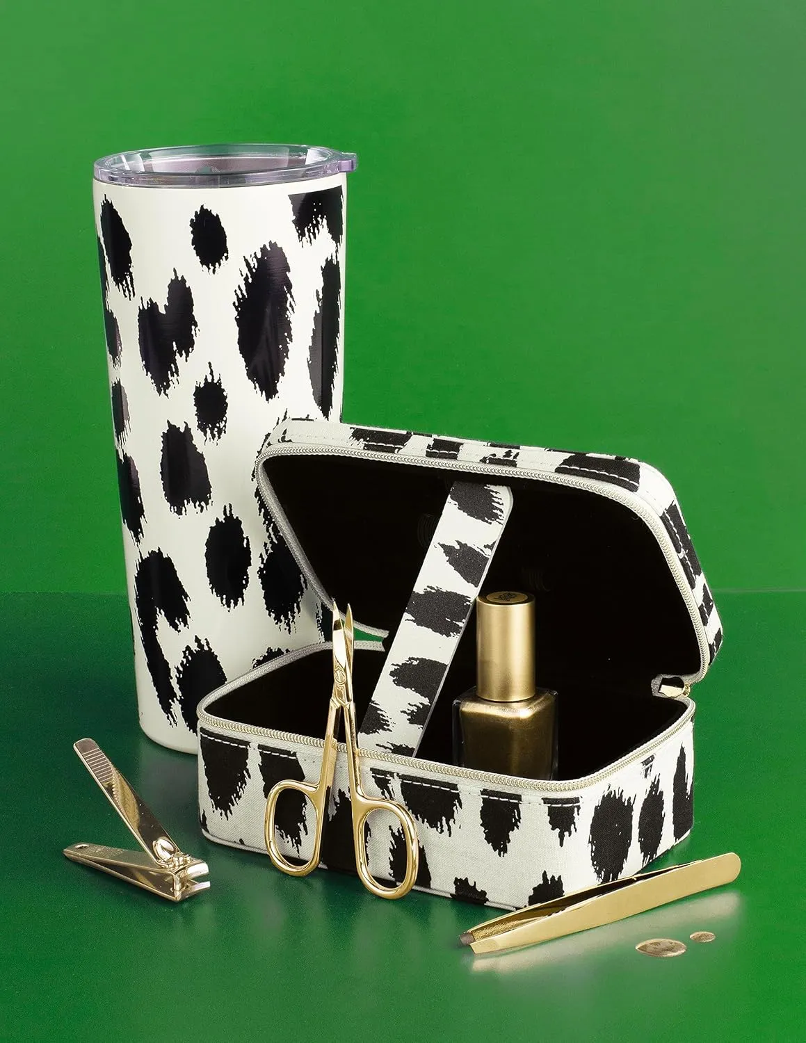 kate spade new york Cute Stainless Steel Mug, 24 Ounce Travel Tumbler, Double Wall Insulated Cup with Lid, Modern Leopard
