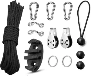 Kayak Anchor Trolley Kit for Kayak, Canoe, Boat, Anchor Wizard Anchor Trolley System with Zig Zag Cleat,32.8 Feet Paracord, Pulleys, Pad Eyes, Rigging O Ring, Kayak Accessories