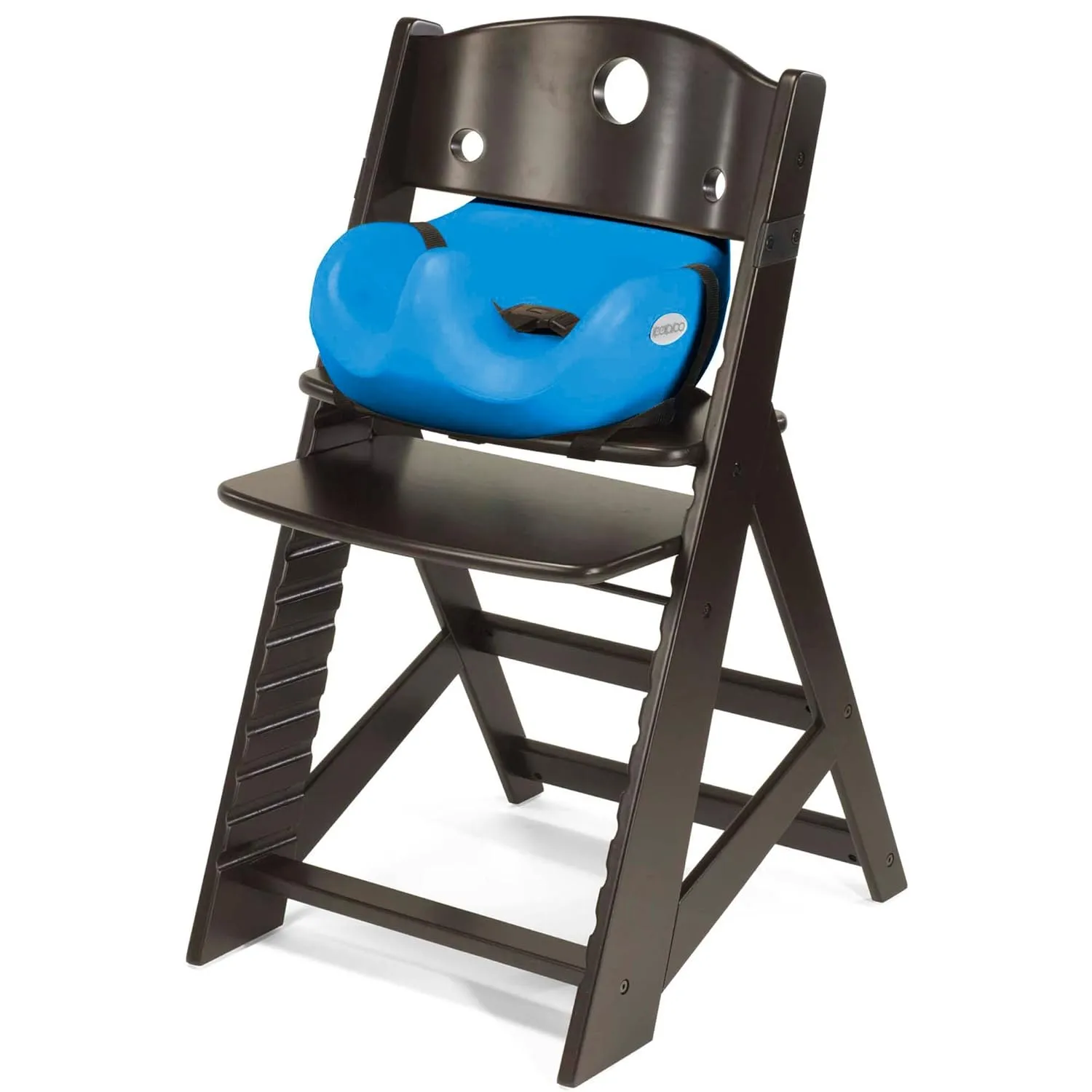 Keekaroo Height Right™ High Chair with Infant Insert & Tray, Espresso/Aqua (0051424KR-0001)