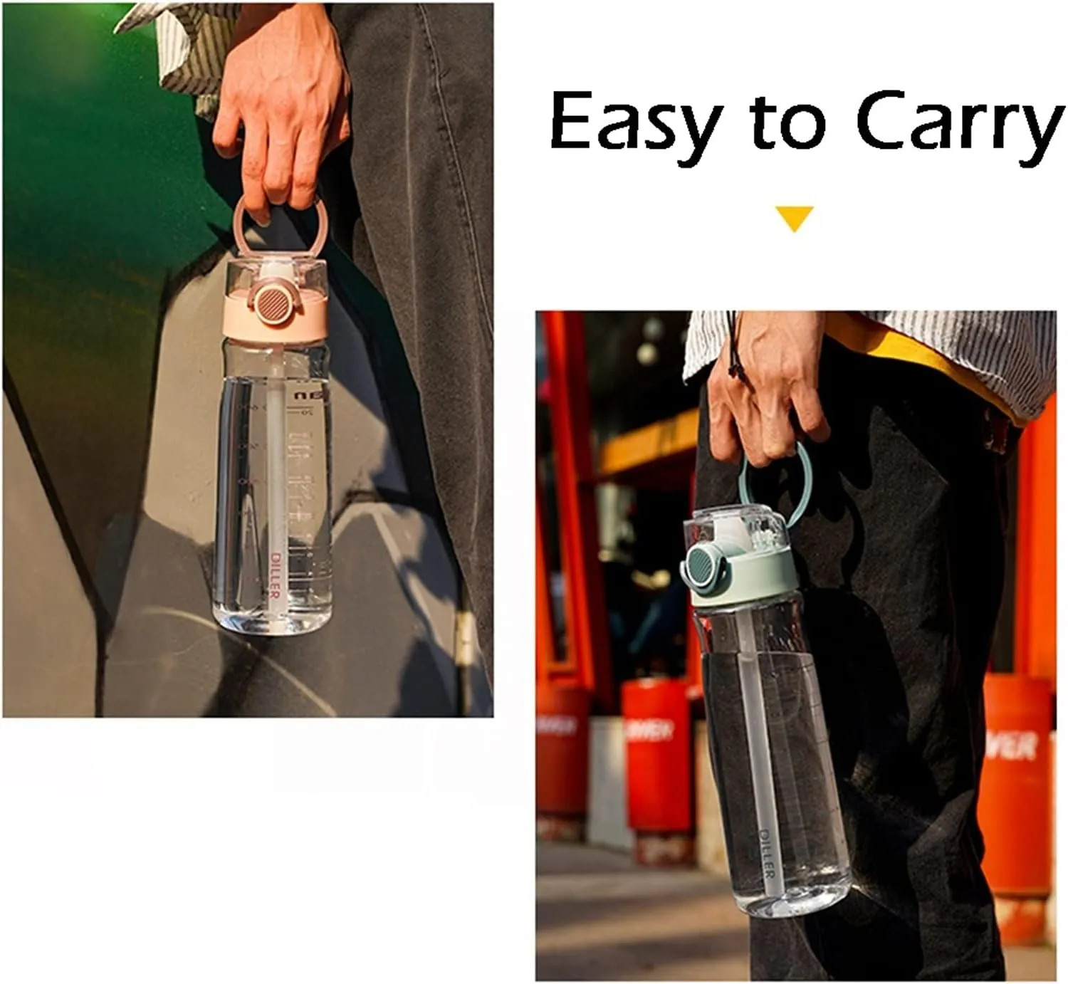 kettles Reusable Water Bottle,Large Capacity,Sport bottle with Straw,BPA free,Tea Jug-Clear,Leak proof,Portable,Easy to Open,Fitness canteen(D)