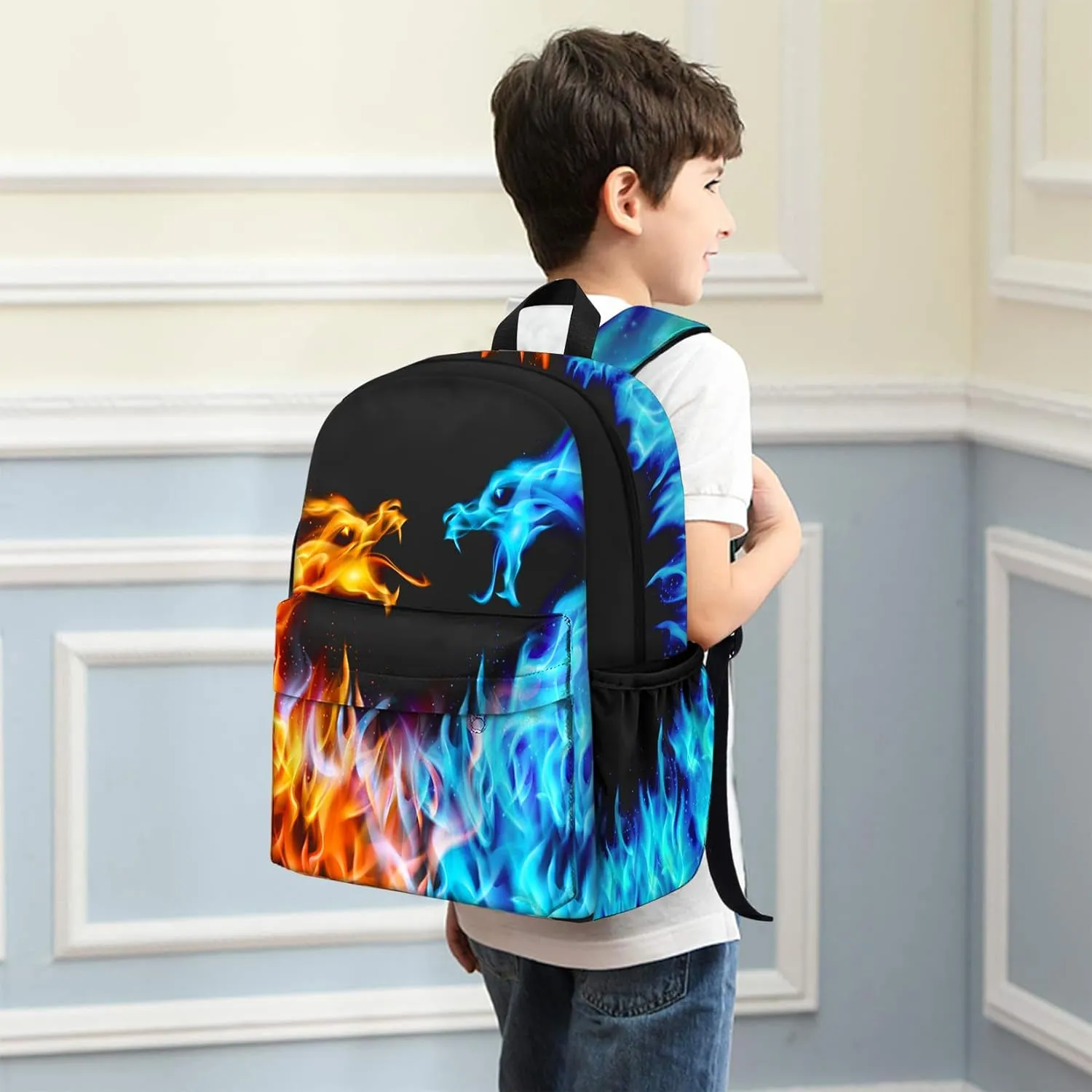 Kids Backpack for Boys，3PCS Boys Backpack with Lunch Box Set for Children Elementary Middle School Students，Lightweight School Bookbag for Travel and Daily Use
