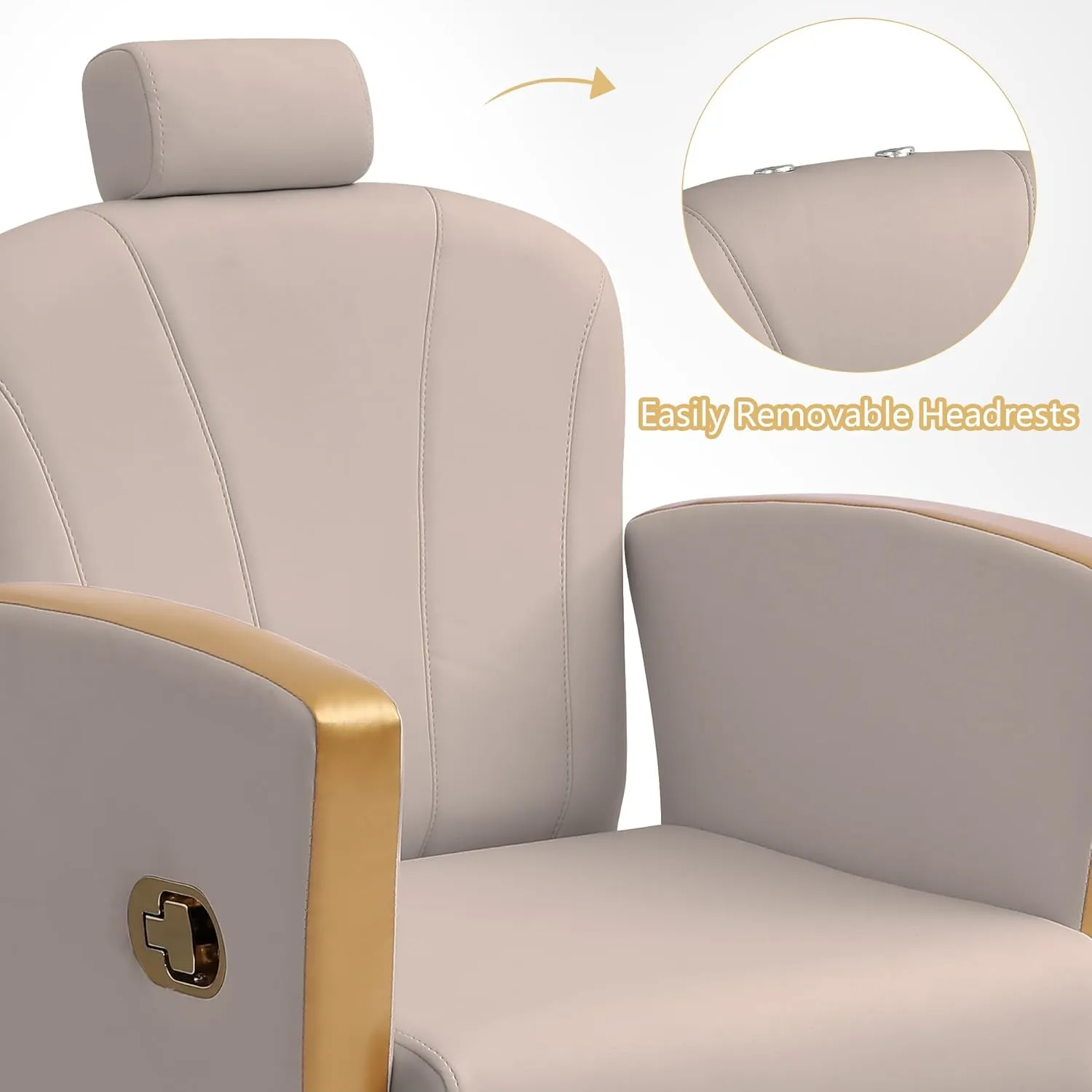 KIGOTY Barber Chair,Salon Chair for Hair Stylist, Reclining Salon Chair with Hydraulic Pump,360 Degree Swivel Hair Stylist Chairs with Footrest and Adjustable Headrest for Barbershop (Grey-Gold)