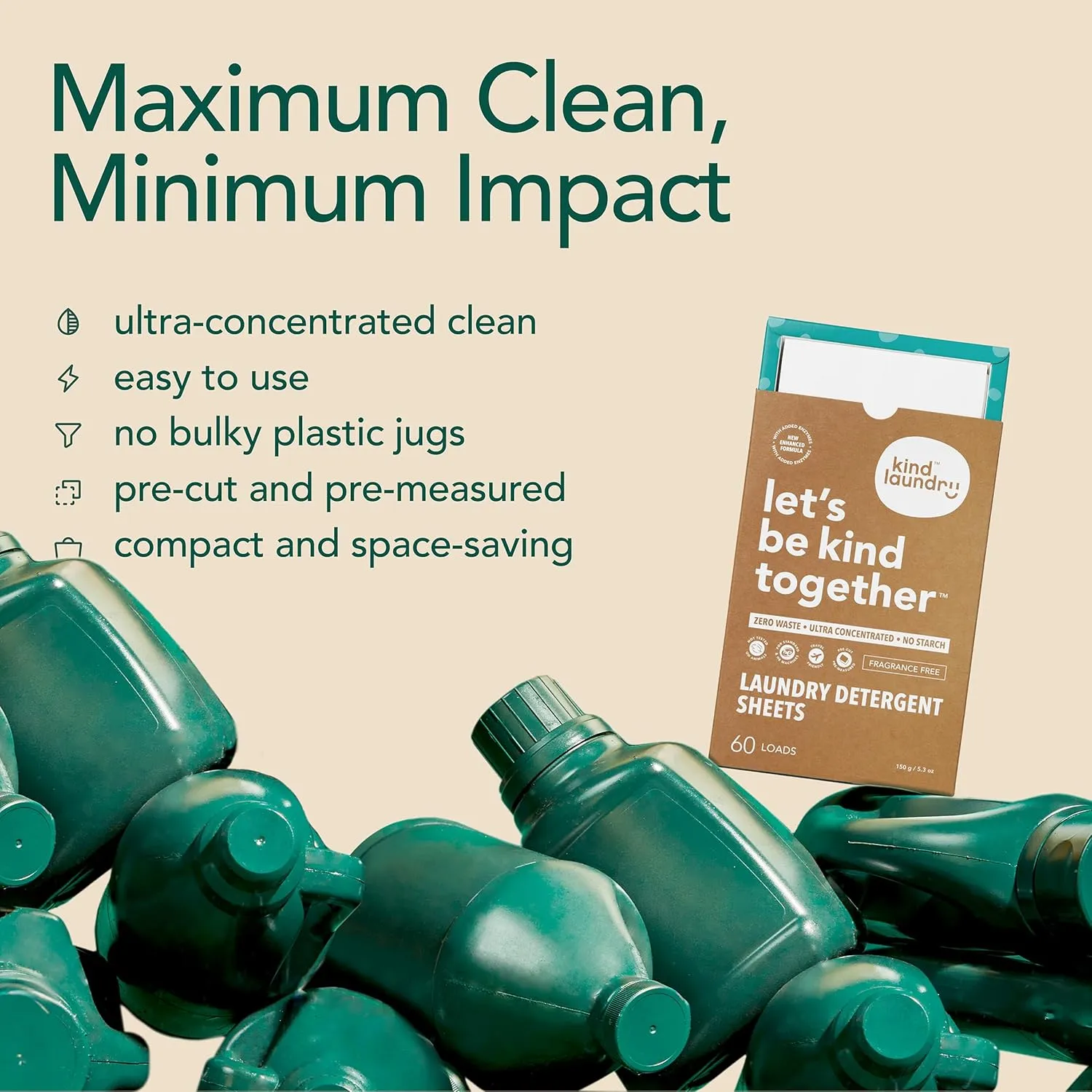 Kind Laundry Detergent Sheets Stain-Fighting Enzymes - Plant Powered Eco-Friendly Laundry Soap Sheets - Home or Travel Laundry Detergent - Ocean Breeze, 60 Loads (Mom's Choice Award Winner)