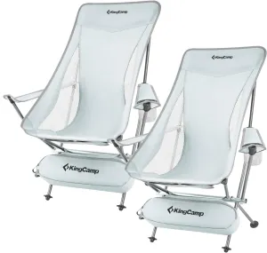 KingCamp Compact Camping Chairs for Adults 2 Pack Ultralight High Back Folding Portable Lawn Chairs Light Weight Camp Outdoor Chair with Armrest, Side Pocket, Headrast, Carry Bag, Support 265 Lbs