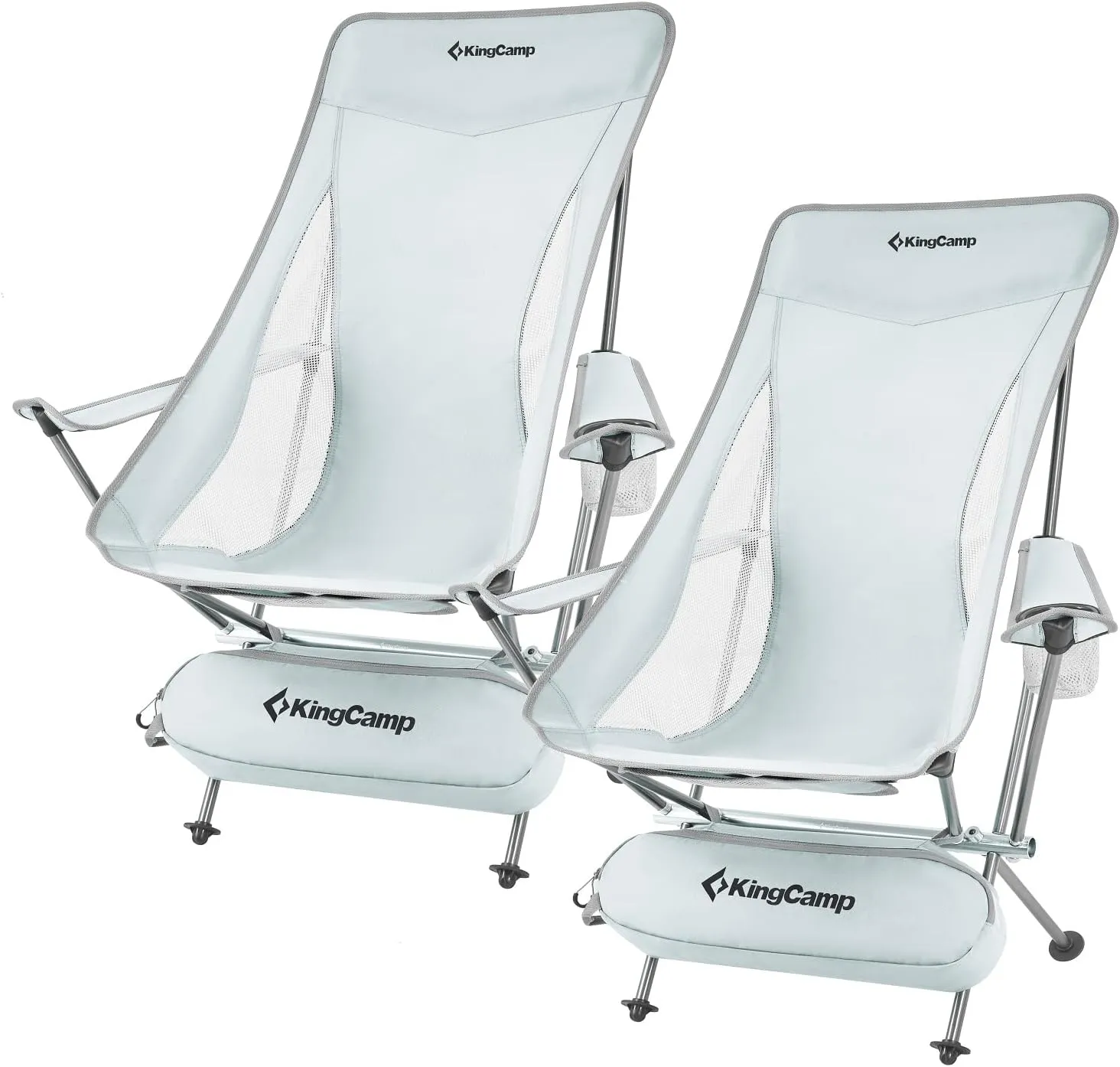 KingCamp Compact Camping Chairs for Adults 2 Pack Ultralight High Back Folding Portable Lawn Chairs Light Weight Camp Outdoor Chair with Armrest, Side Pocket, Headrast, Carry Bag, Support 265 Lbs