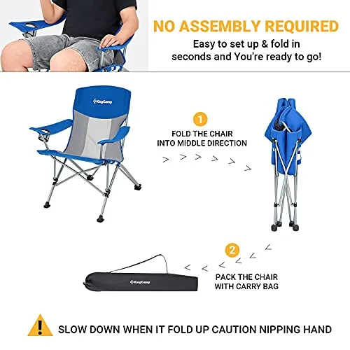 KingCamp KC2106 USVC2 Camp Chair, Standard, Blue/Grey 1 Pack