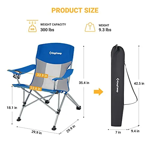 KingCamp KC2106 USVC2 Camp Chair, Standard, Blue/Grey 1 Pack