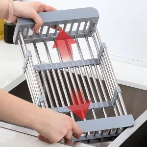 Kitchen Sink Drainage Rack, Retractable, Gray