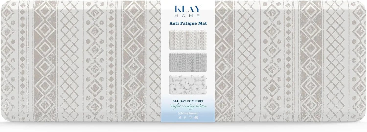 Klay Home Kitchen mats for Floor Anti Fatigue, 3/4" Thick 100% PU Memory Foam Kitchen mat, Padded Kitchen mat, Cushion Kitchen Sink Rug Waterproof Non-Slip Well-Made (Large Runner 20" x 60", Boho)