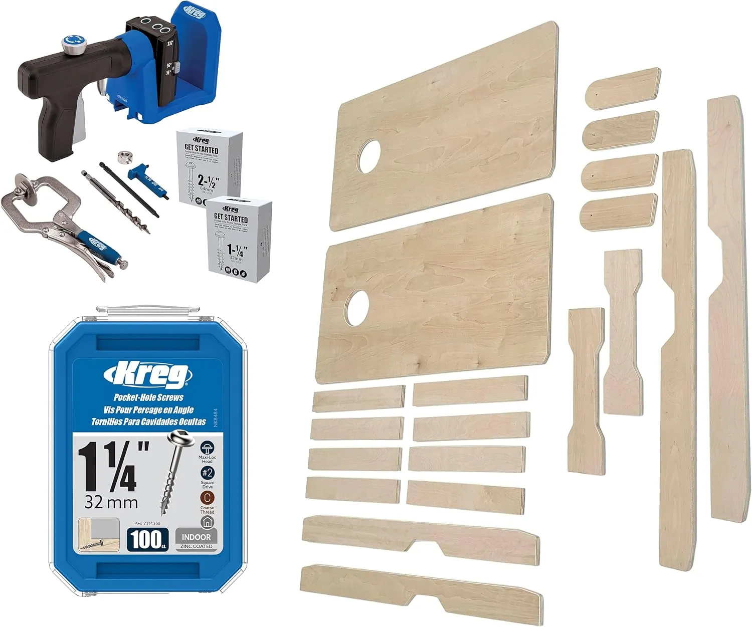 Kreg Woodworking Kit - Cornhole Boards Bundle (KPHJ520PRO   KFPCHB   SML-C125-100)