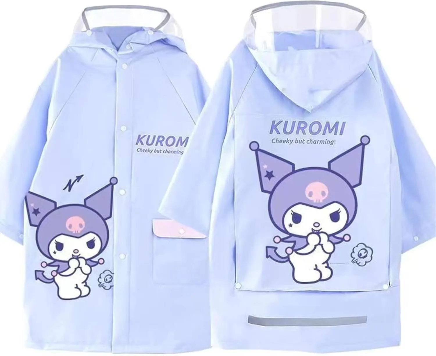Kuromi Hooded Rain Coat Jacket Poncho Outwear for Girls Kids Children