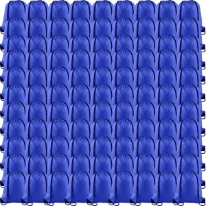 KUUQA 100Pcs Blue Drawstring Backpack Bag Sack Drawstring Bags Bulk String Bags Storage Bags for Sport Gym Traveling