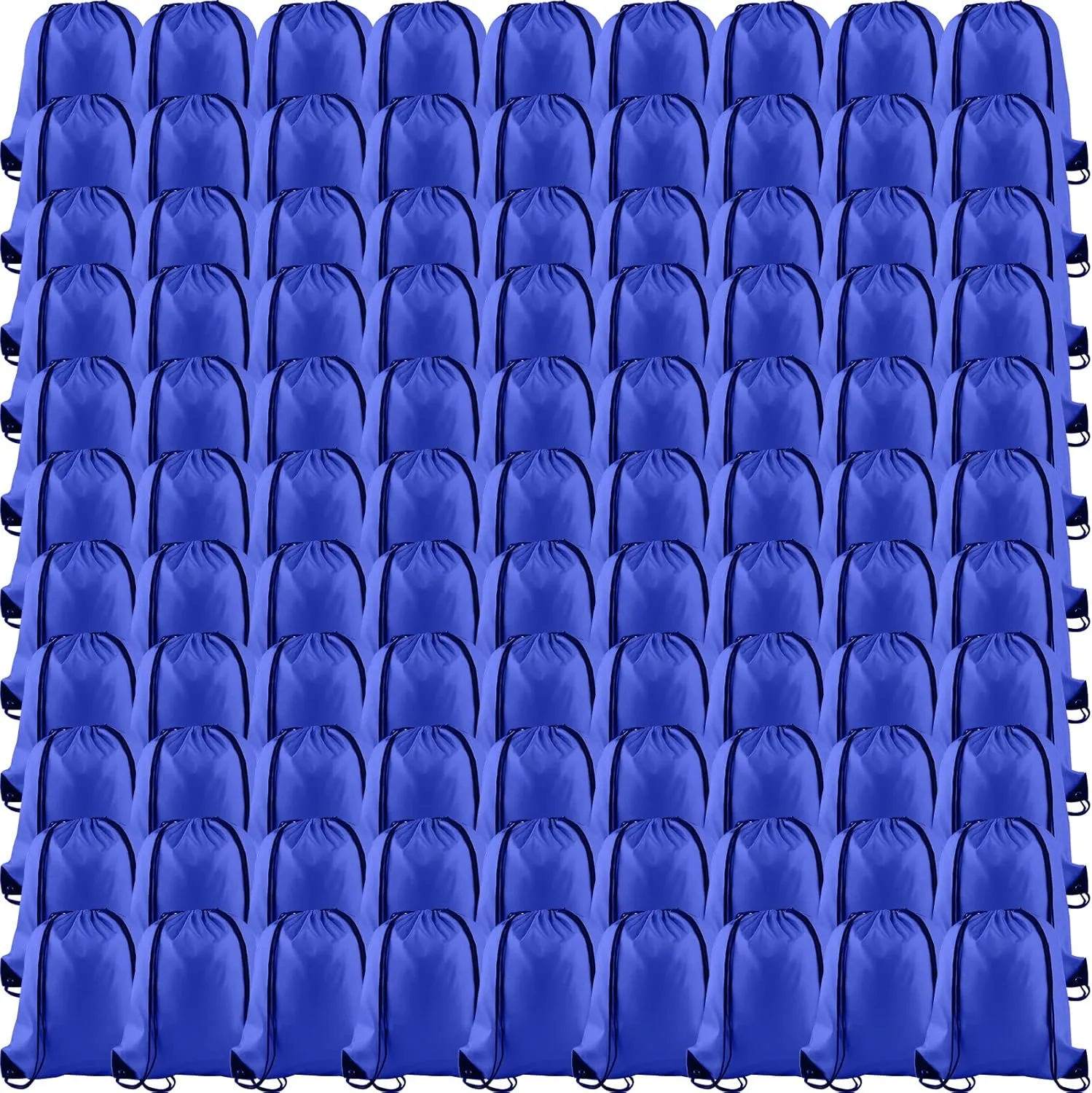 KUUQA 100Pcs Blue Drawstring Backpack Bag Sack Drawstring Bags Bulk String Bags Storage Bags for Sport Gym Traveling