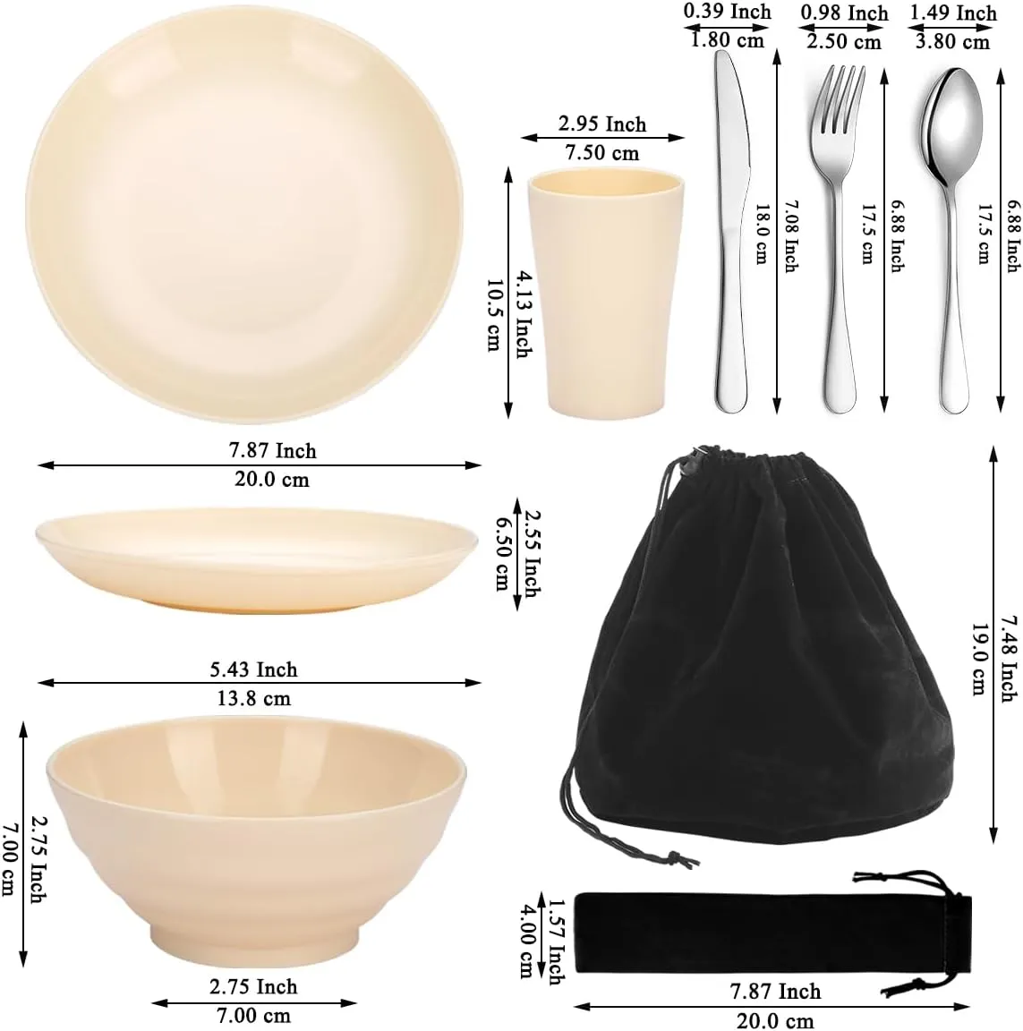 Kyraton Camping Utensils, Camping Mess Kit for Travel, Camping, Picnic, Outdoor, Camping Gear Include Knife, Spoon, Fork Silverware Set, Cup, Bowl, Plate, Camping Essentials for 2