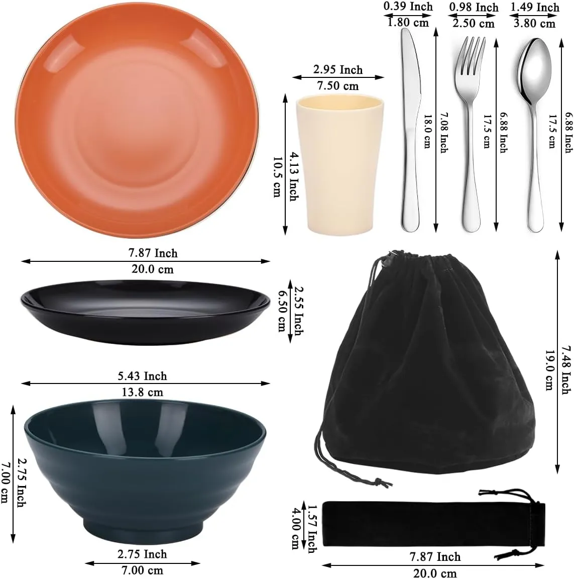 Kyraton Camping Utensils - Mess Kit for Travel, Picnic, Outdoor, Camping Gear - Silverware Set, Cup, Bowl, Plate - Essentials for 4
