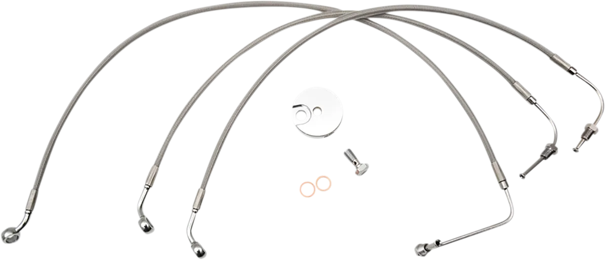 LA CHOPPERS Brake Lines - 15" - 17" Ape Hanger Handlebars - Stainless Steel LA-8154B16