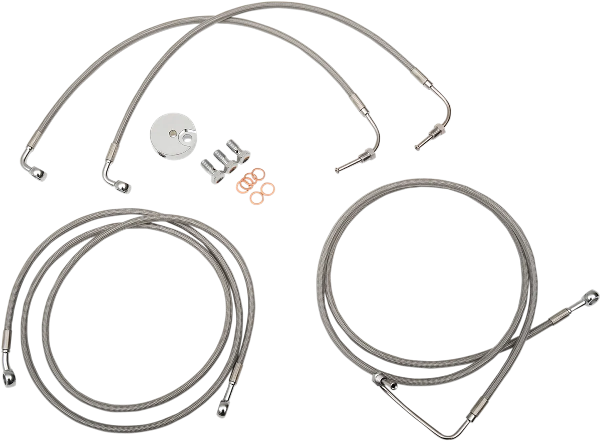 LA CHOPPERS Brake Lines - 18" - 20" Ape Hanger Handlebars - Stainless Steel LA-8050B19