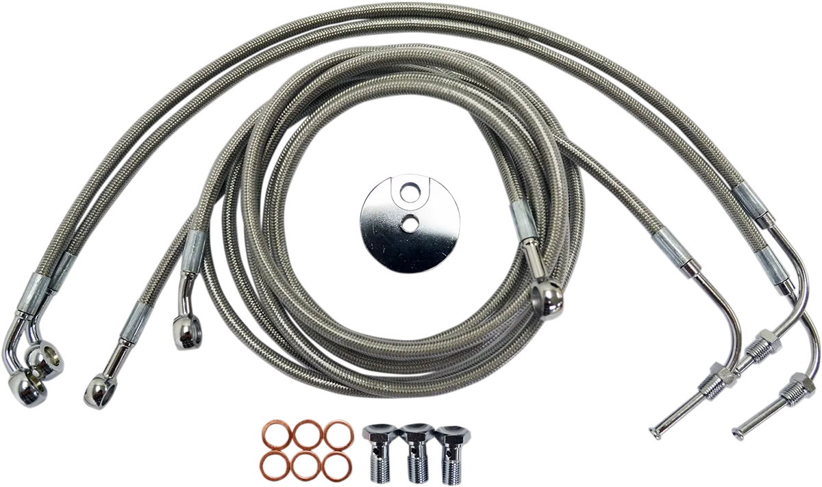 LA CHOPPERS Brake Lines - 18" - 20" Ape Hanger Handlebars - Stainless Steel LA-8050B19