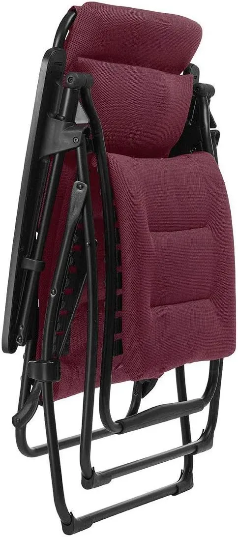Lafuma Futura Air Comfort Zero Gravity Recliner (Bordeaux Red) Padded Folding Outdoor Reclining Chair