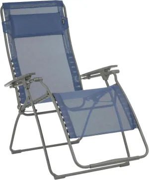 Lafuma R-Clip Batyline Relaxation Patio and Poolside Zero Gravity Outdoor Lounge Recliner Chair with Adjustable and Removable Headrest, Ocean Blue
