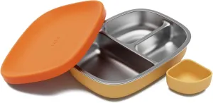 Lalo Bento Box - BPA-Free Bento Box For Kids & Toddlers, Leak-Proof, Dishwasher Safe, Easy to Open & Clean Silicone & Stainless Steel Lunch Box For Kids, Portable for Daycare or Travel - Citrus Peel