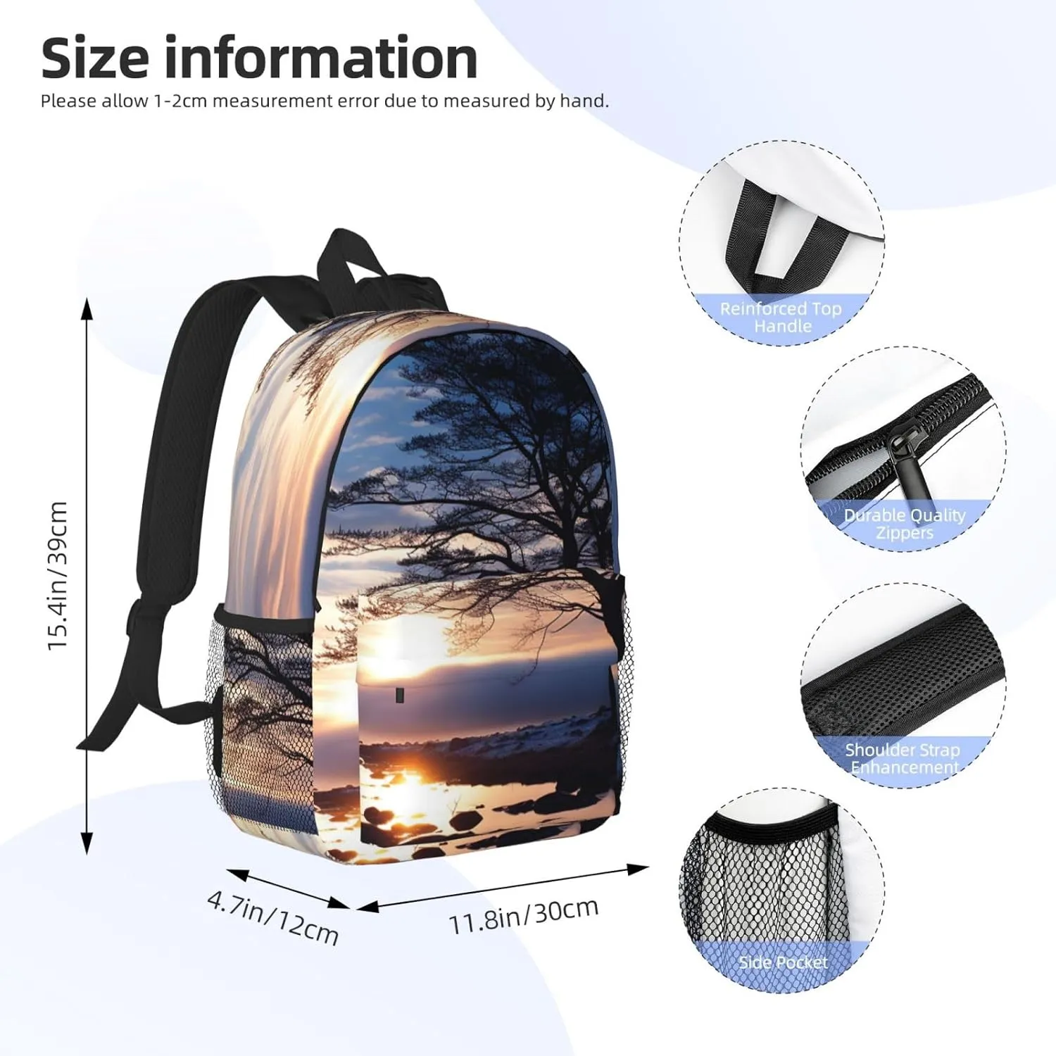 Laptop Backpack Lightweight Backpack for Men Women Daypack Tree branch silhouette at dusk Laptop Bag Casual Backpack for Travel