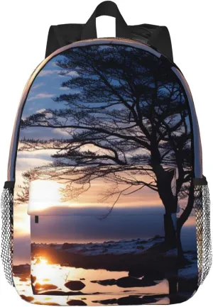 Laptop Backpack Lightweight Backpack for Men Women Daypack Tree branch silhouette at dusk Laptop Bag Casual Backpack for Travel