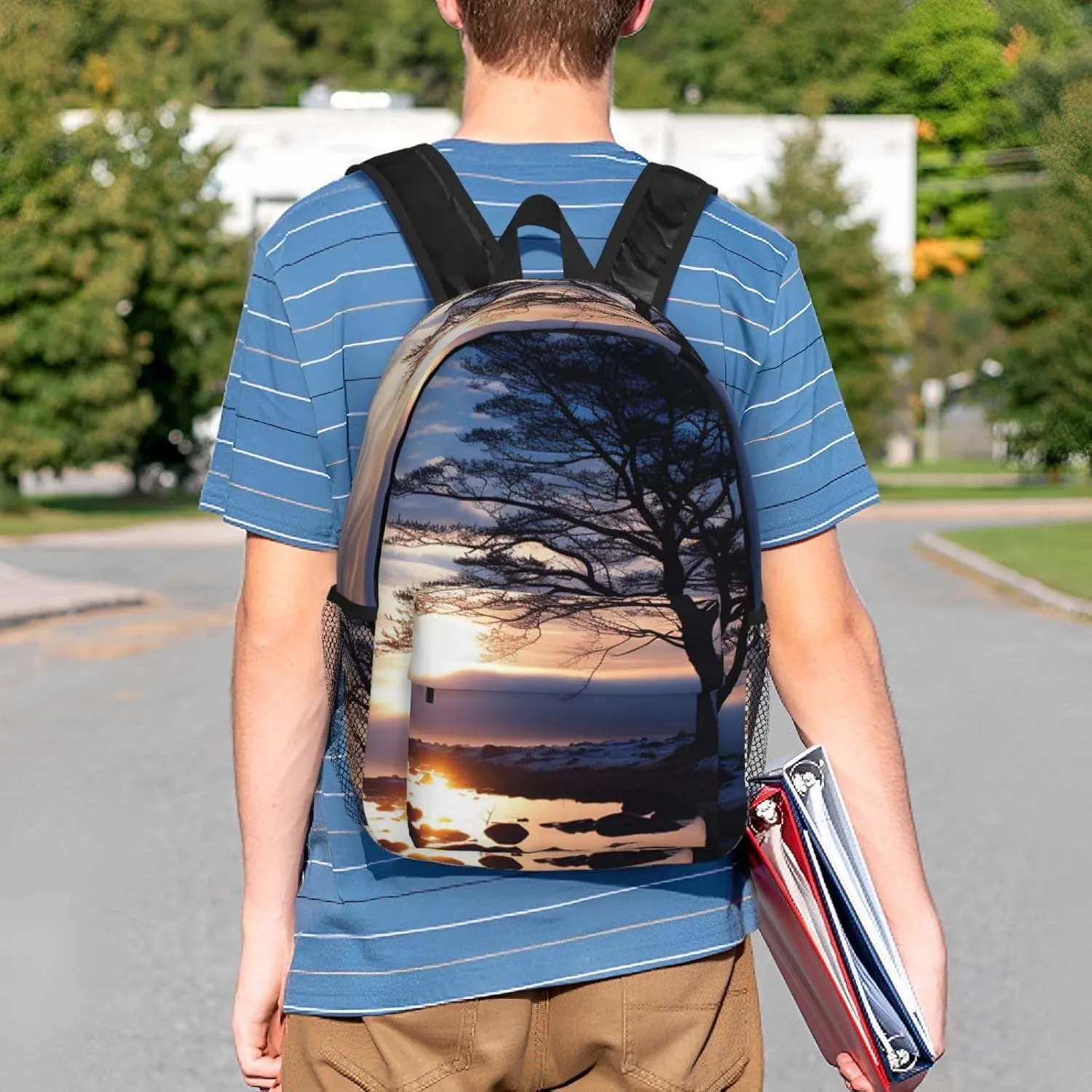 Laptop Backpack Lightweight Backpack for Men Women Daypack Tree branch silhouette at dusk Laptop Bag Casual Backpack for Travel