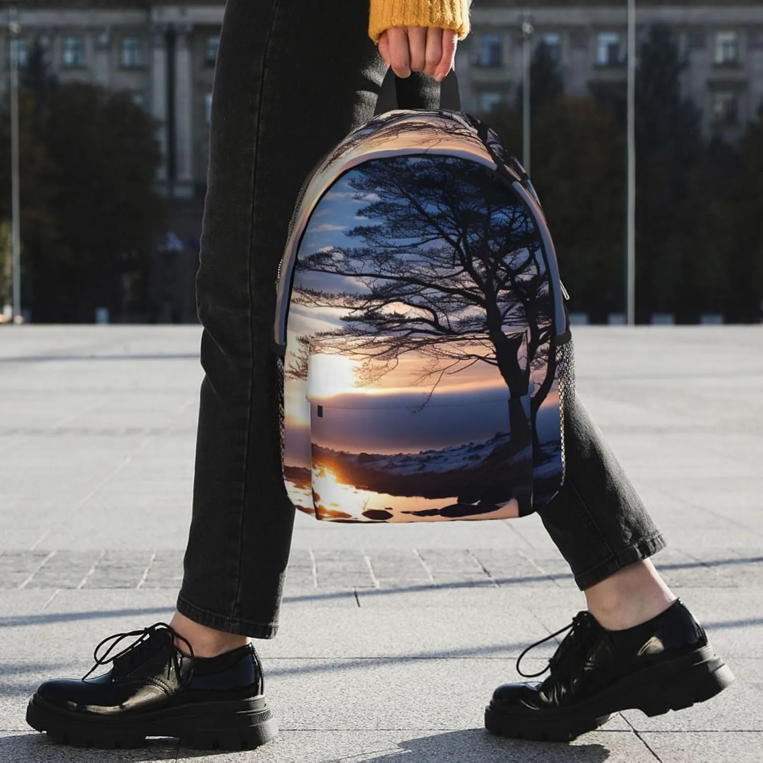 Laptop Backpack Lightweight Backpack for Men Women Daypack Tree branch silhouette at dusk Laptop Bag Casual Backpack for Travel