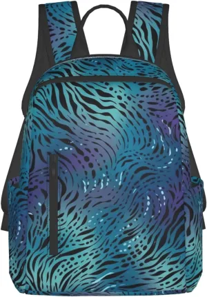 Laptop Backpack Lightweight Hiking Backpack Blue zebra print Weekender Bag Travel Daypack for Women Men