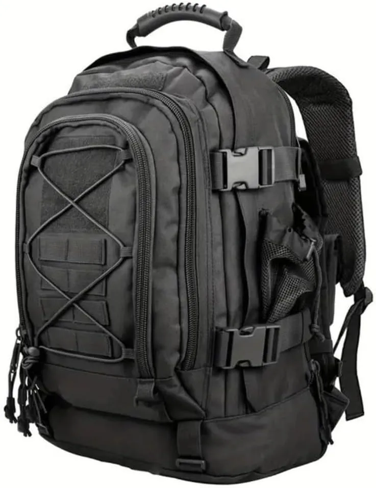 Large Capacity 40L-64L Outdoor Tactical Military Tactics Backpack Travel Hiking Camping Fishing Tool Backpack for Men Women, Black