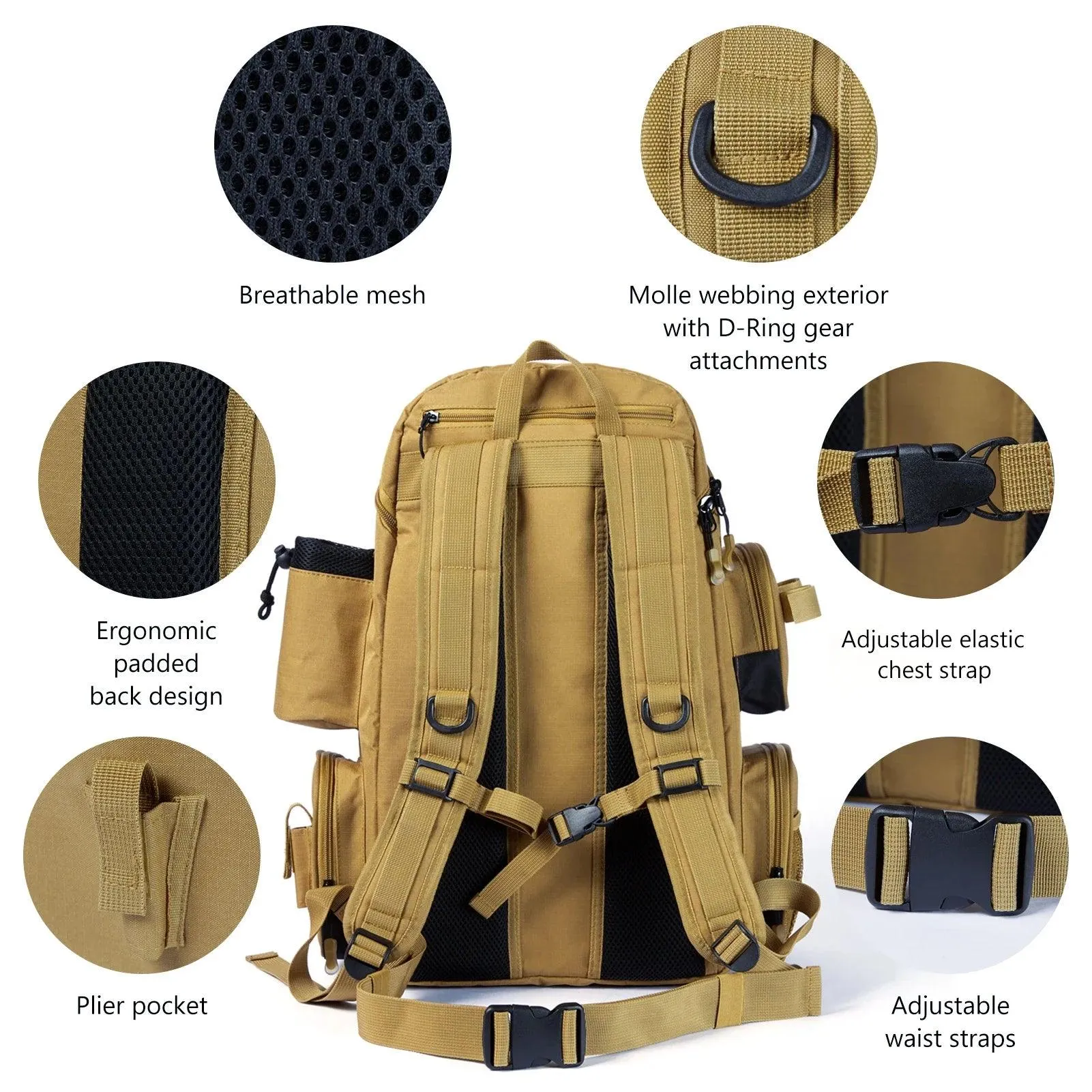 Large Capacity Lightweight Durable Fishing Gear Functional Backpack Bag