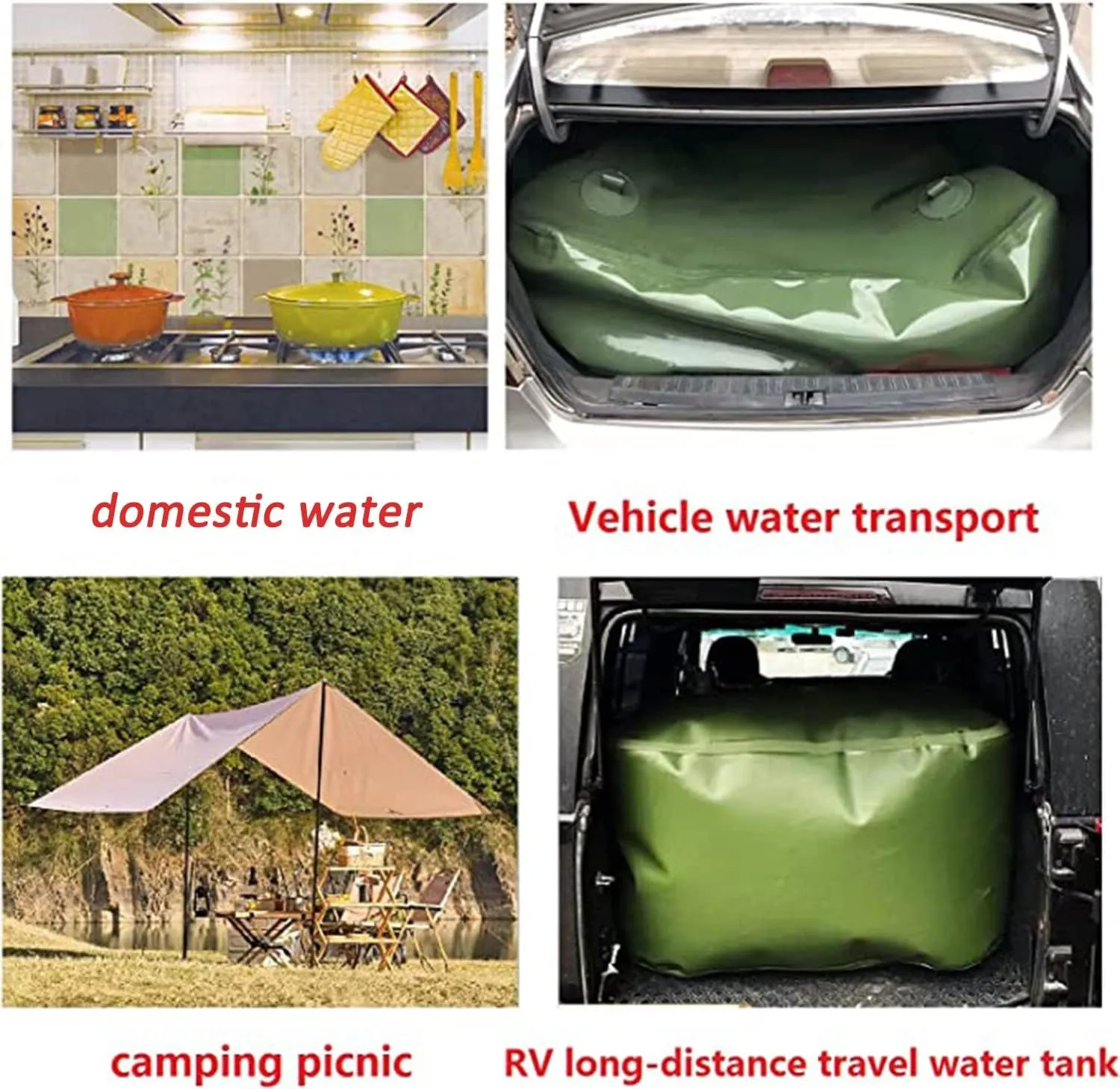 Large-Capacity Outdoor Folding Water Bag 2000L, Water Container Bag Collapsible Water Bladder Tanks, Portable Water Storage Bag for Drought-Resistant Fire-Fighting Agricultural, Emergency Reservoir