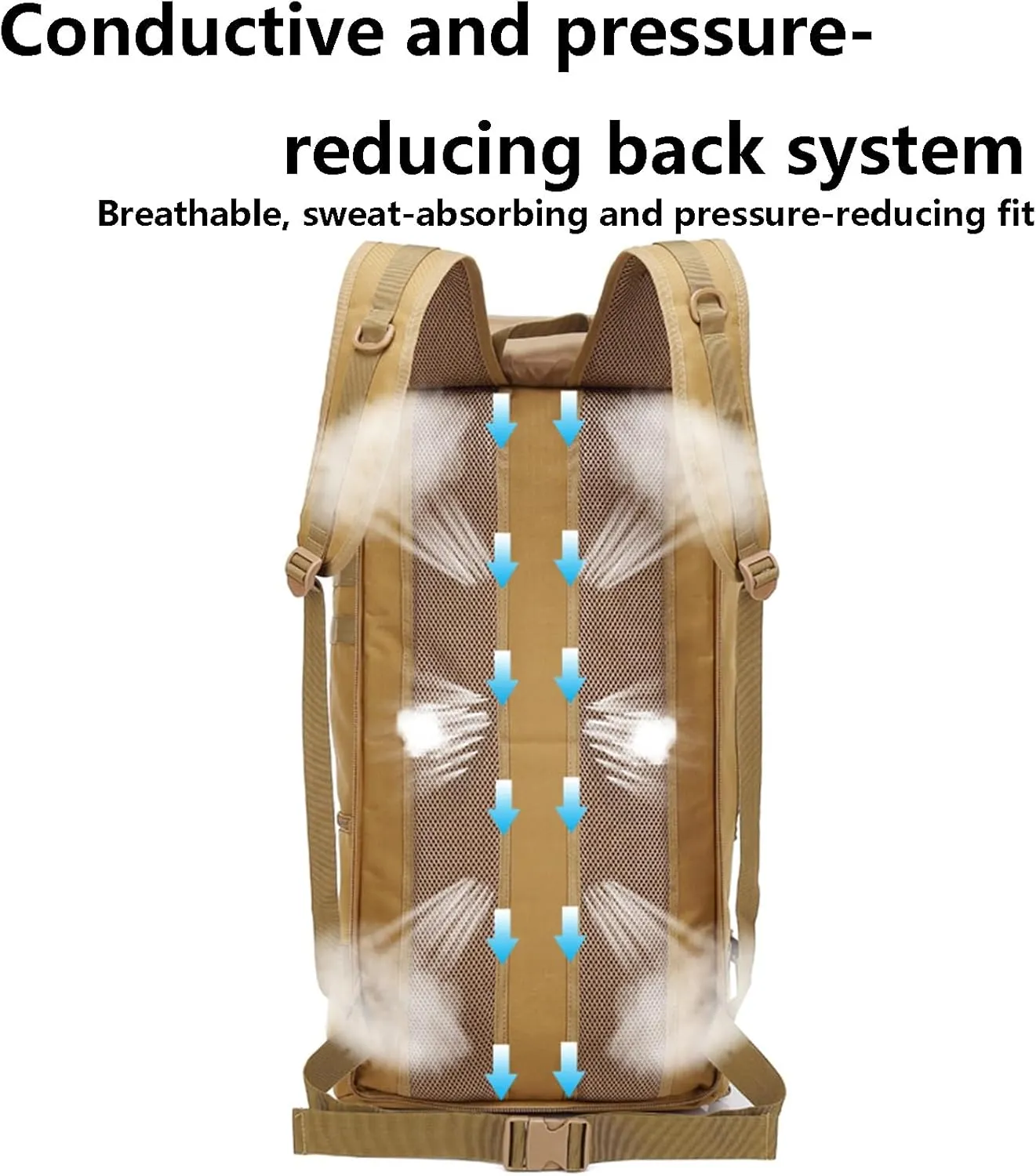 Large Capacity Tactical Backpack Travel Rucksack Bag, Great Outdoor Duffle Bag for Men and Women, 60L(Brown)