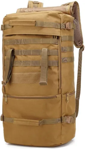 Large Capacity Tactical Backpack Travel Rucksack Bag, Great Outdoor Duffle Bag for Men and Women, 60L(Brown)